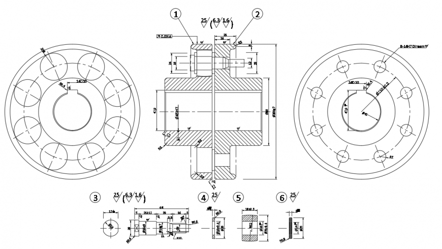 Machinery Part clock Plan & Section detail