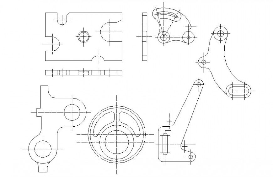 Machinery parts detail 2d drawing in autocad