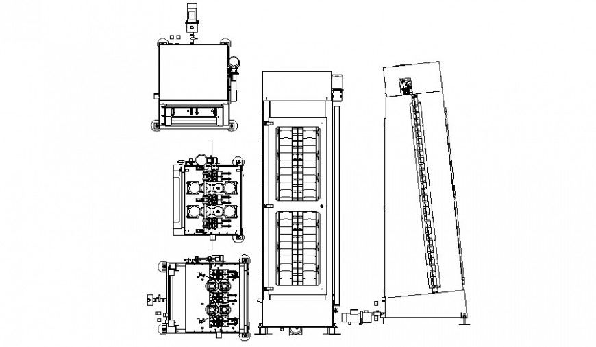 Machinery units drawings 2d view elevation details in autocad