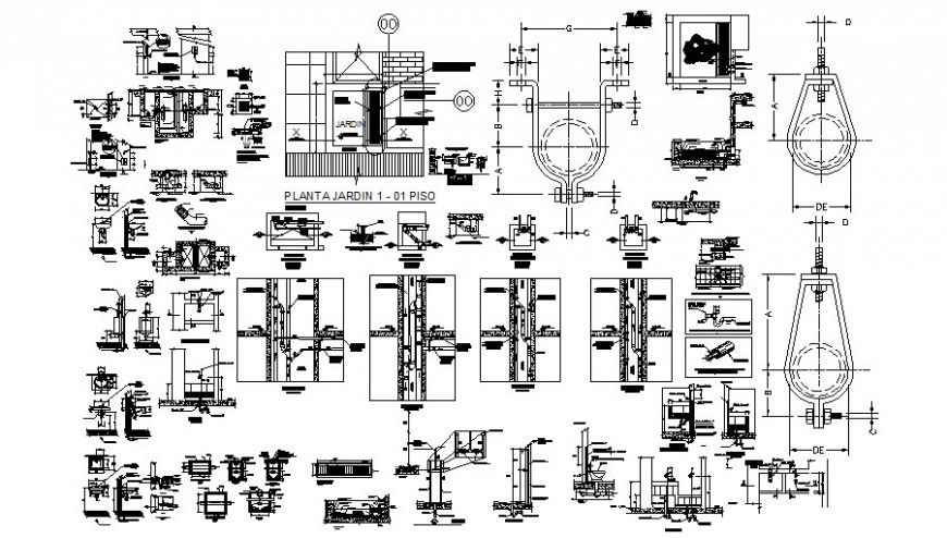 Machinery units drawings detail 2d view autocad file