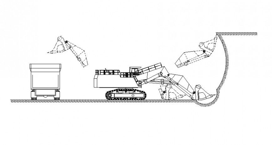 Machinery units of excavator 2d drawing in autocad