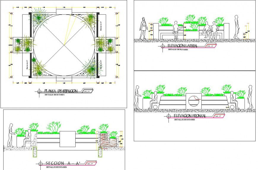 Main circle plan, elevation and section layout file