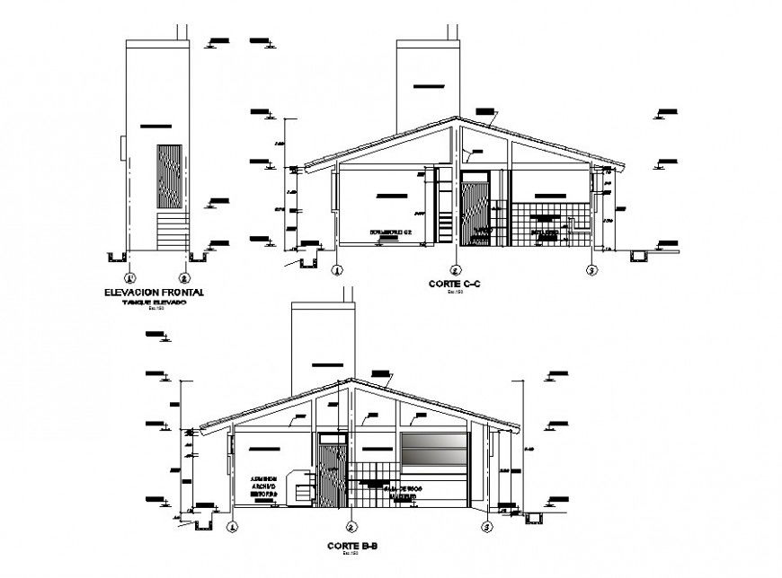 Main cut elevation and sectional details of hospital cad drawing details dwg file