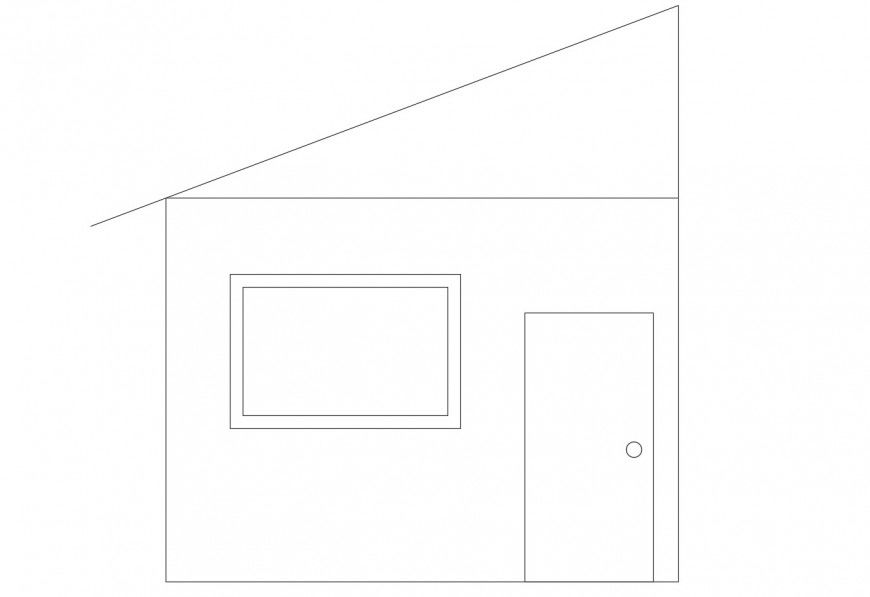 Main cut elevation details of single story house cad drawing details dwg file
