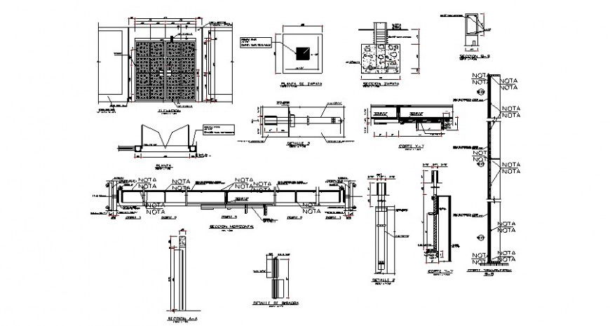 Main door detail working drawing in dwg AutoCAD file.