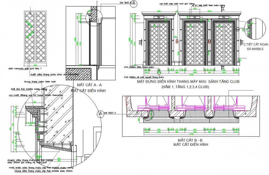 Main door elevation, plan and installation drawing details dwg file