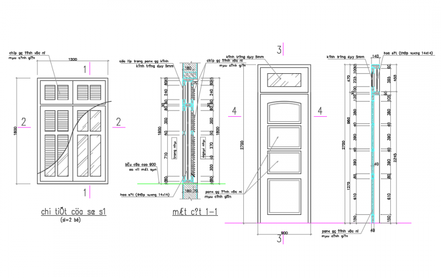 Main Door Elevation & Side Section deign With frame detail
