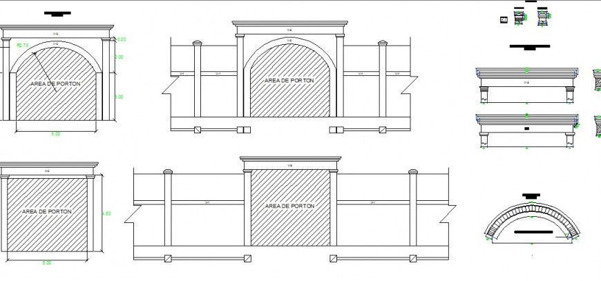 Main doors and wall elevation and interior blocks drawing details dwg file