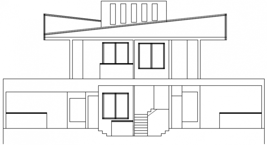 Main elevation drawing details of cafeteria building dwg file