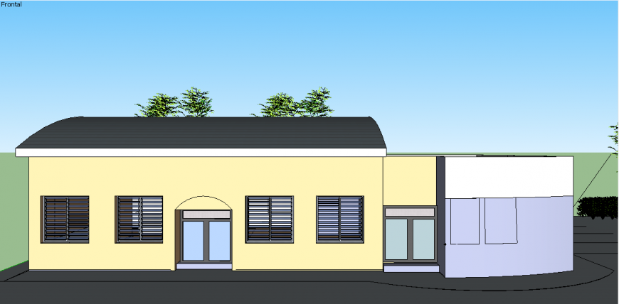 Main elevation drawing details of house 3d model dwg file