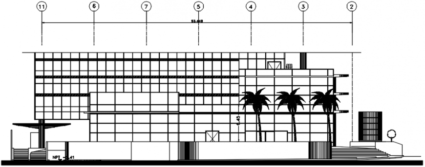 Main elevation drawing details of multi-cousin restaurant dwg file