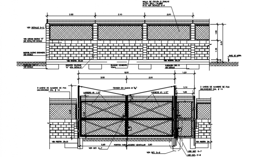 Main entrance gate with wall detail