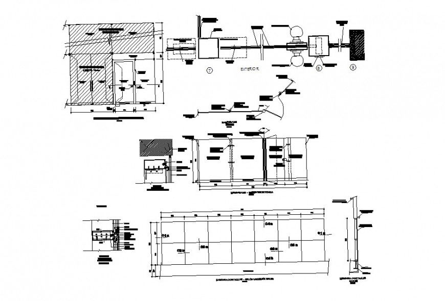 Main exterior glass door elevation and installation drawing details dwg file