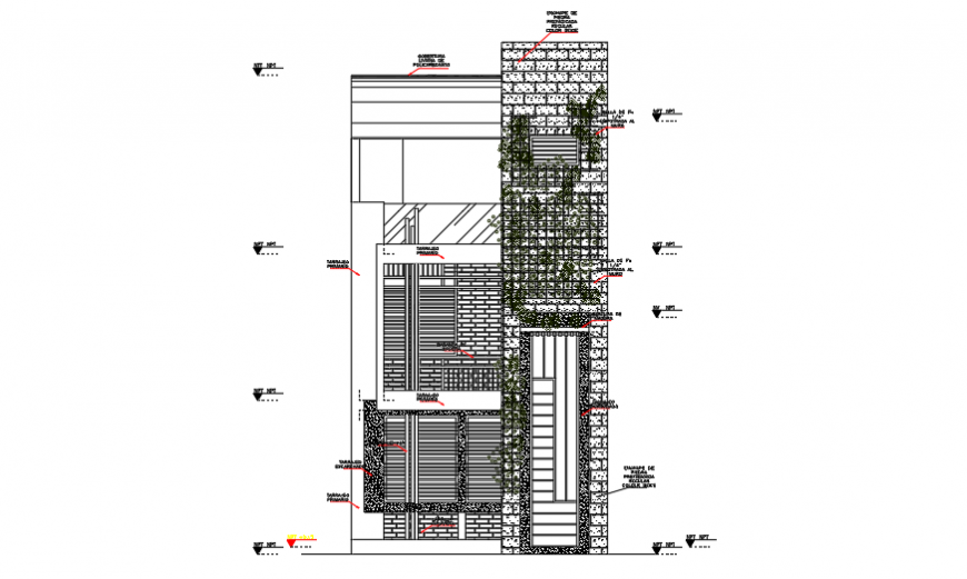 Main front view Elevation design of Single family home design drawing