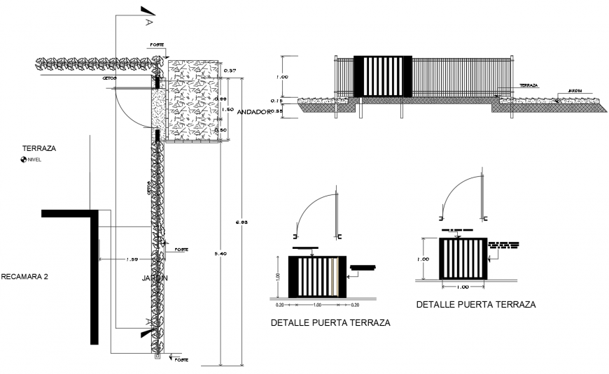 Main gate elevation and fence auto-cad drawing details dwg file