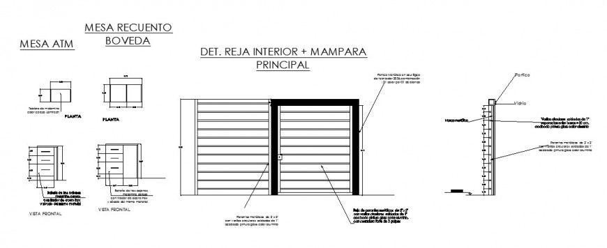 Main gate inner grill and installation cad drawing details dwg file