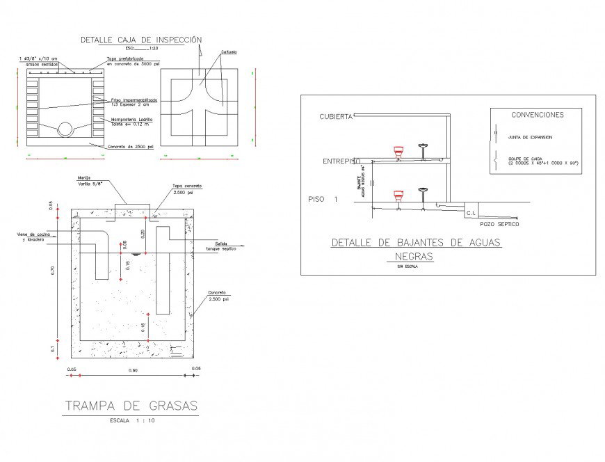 Main hole plan and section autocad file