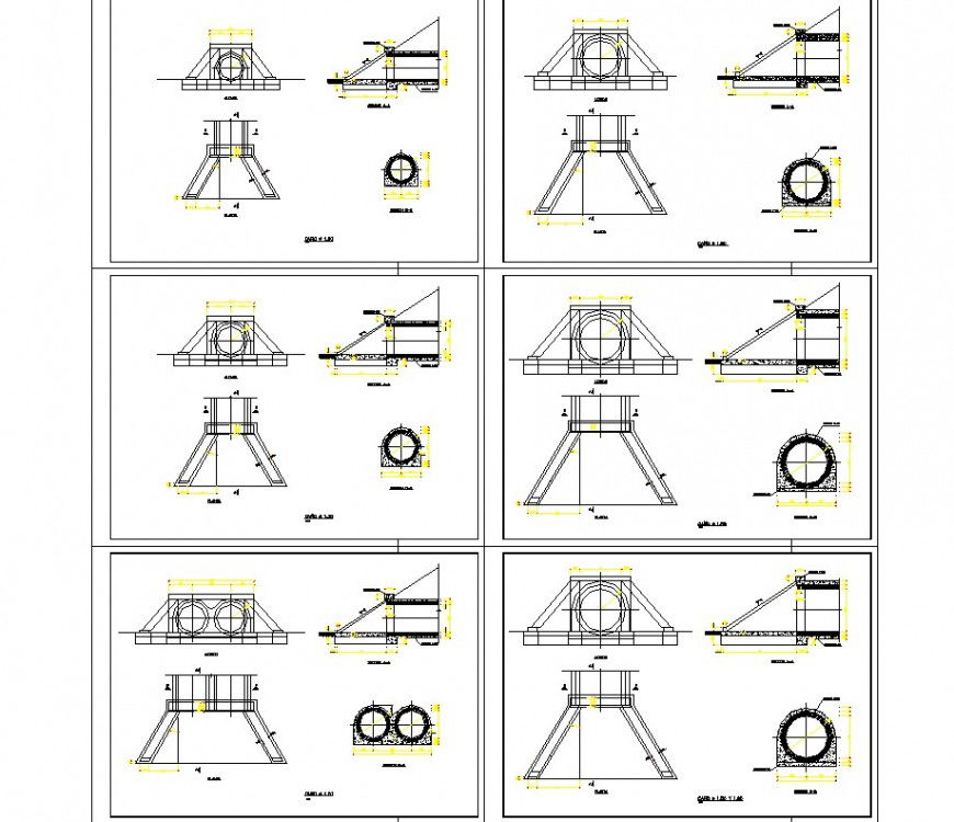 Main hole section plan detail dwg file