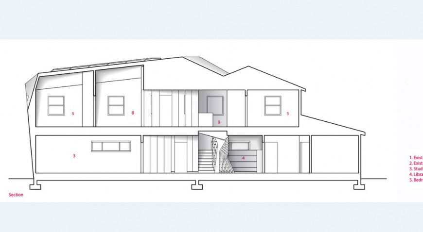 Main section drawing details of two level house jpg file