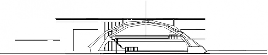 Main sectional drawing details of sports center building dwg file