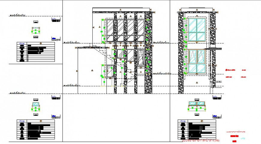 Main single and double doors and windows blocks and carpentry details dwg file