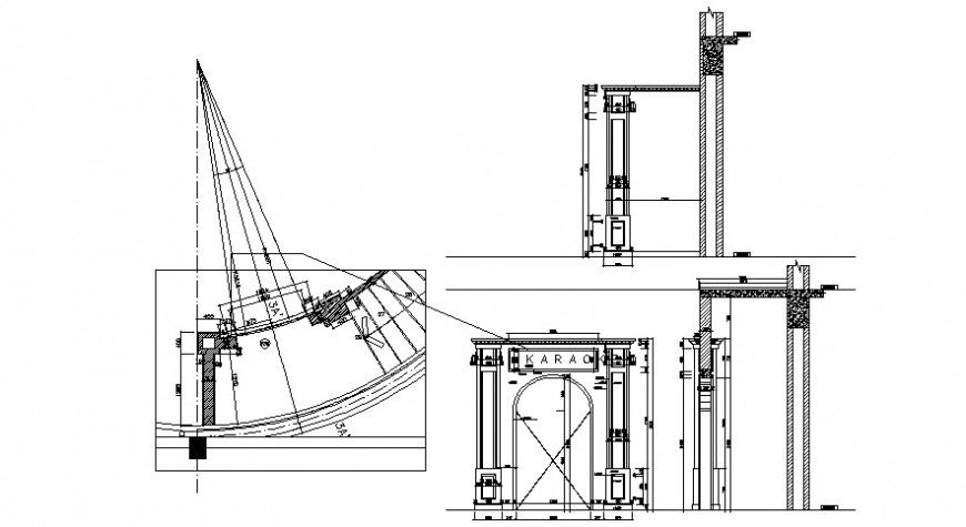 Main single door elevation and installation drawing details dwg file