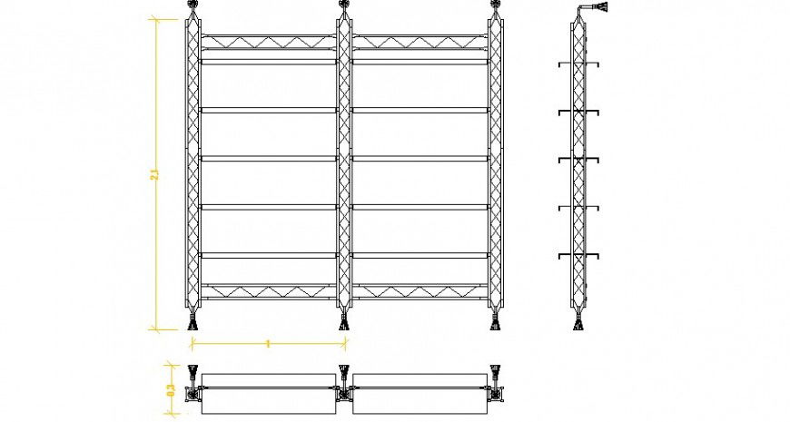 Main store gate elevation and installation drawing details dwg file