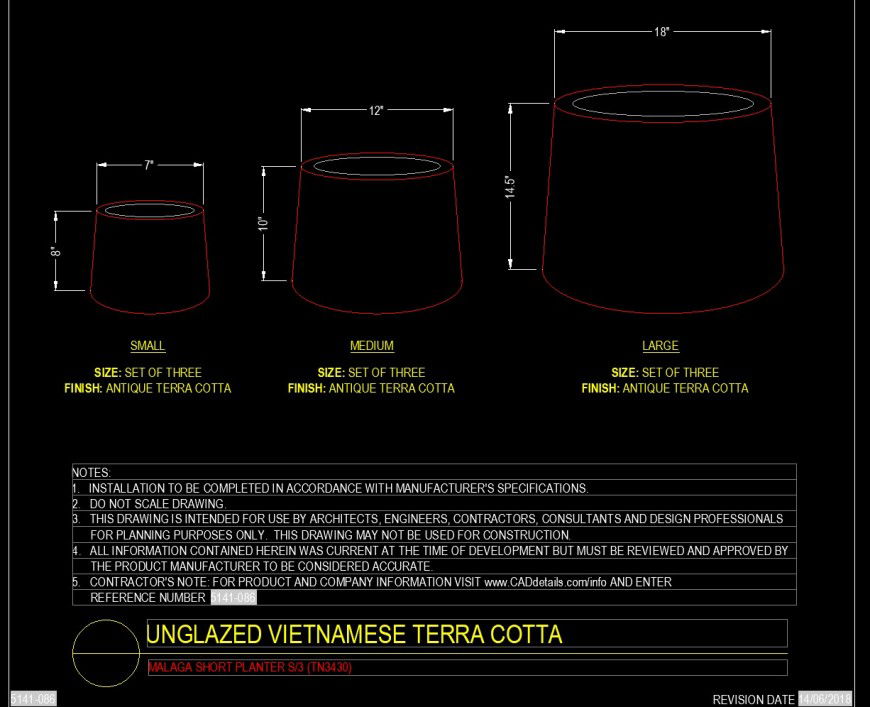 Malaga short planter in dwg file.