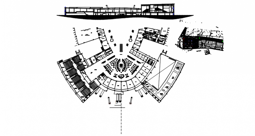 Mall floor plan and elevation in auto cad software
