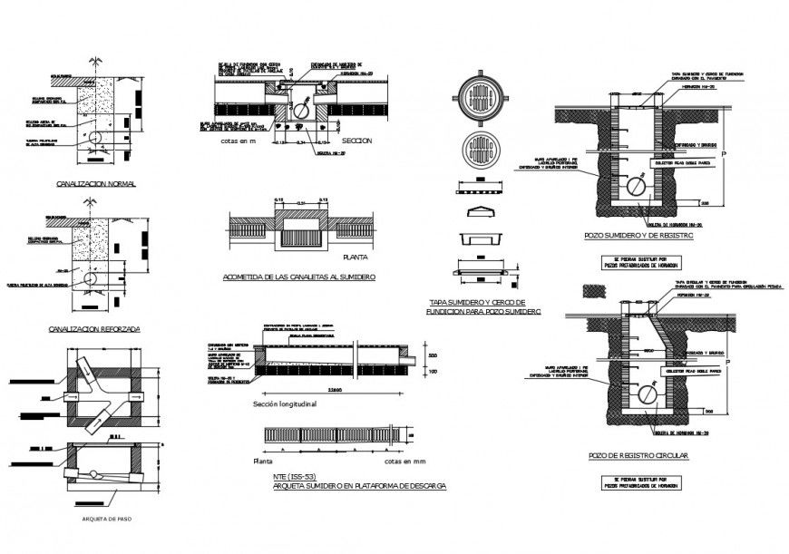 Man-hole chamber block detail 2d view layout file in autocad format