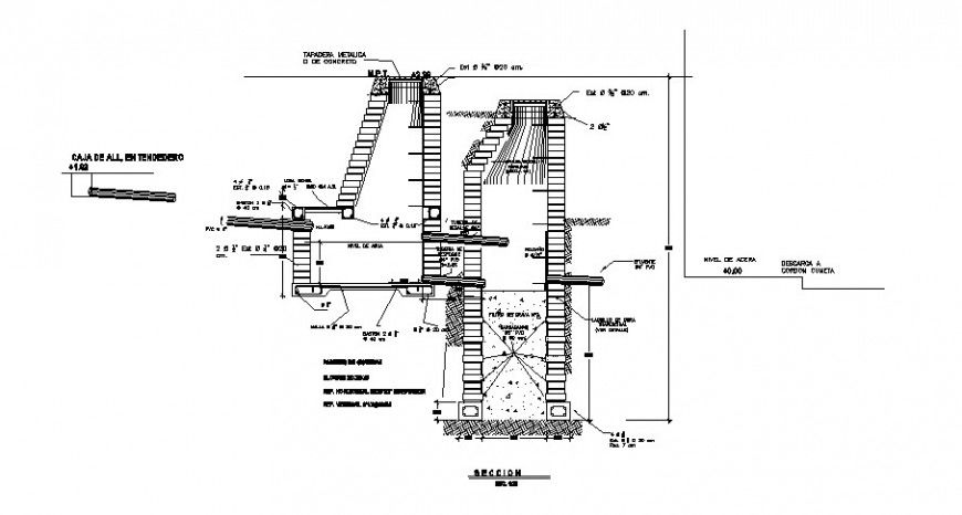 Man-hole sectional detail 2d view CAD saniatry block autocad file