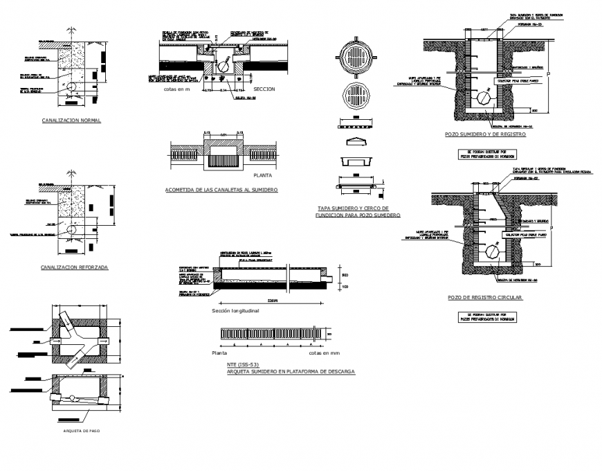 Man-hole structure detail 2d view layout file