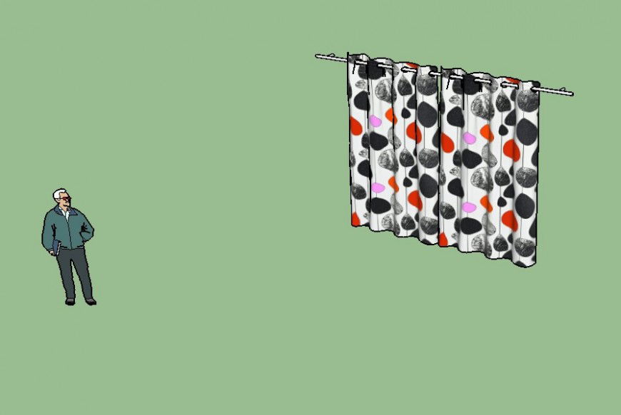 Man and curtains detail 3d model layout sketch-up file