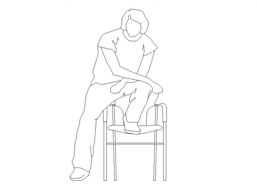 Man CAD people block detail 2d view layout file in dwg format