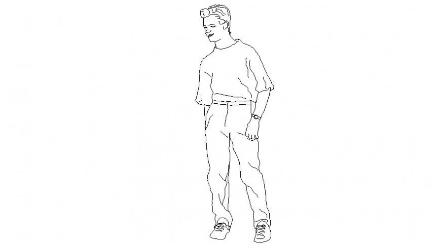 Man drawings 2d view elevation people blocks autocad file