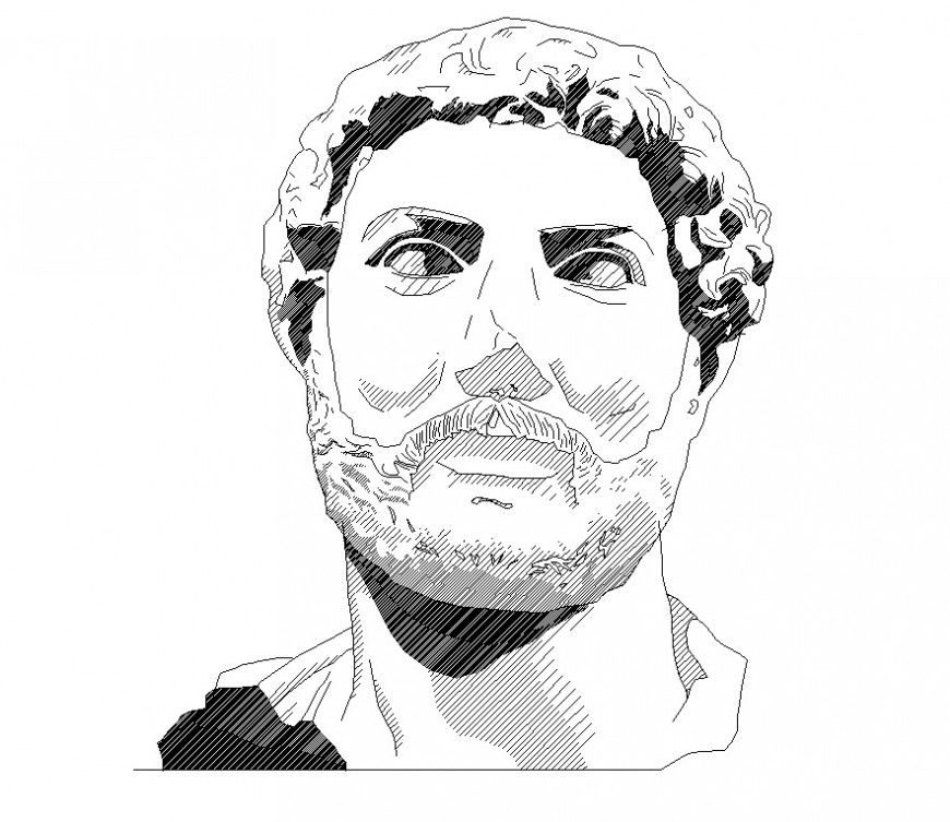 Man face statue detail 2d view CAD block layout autocad file