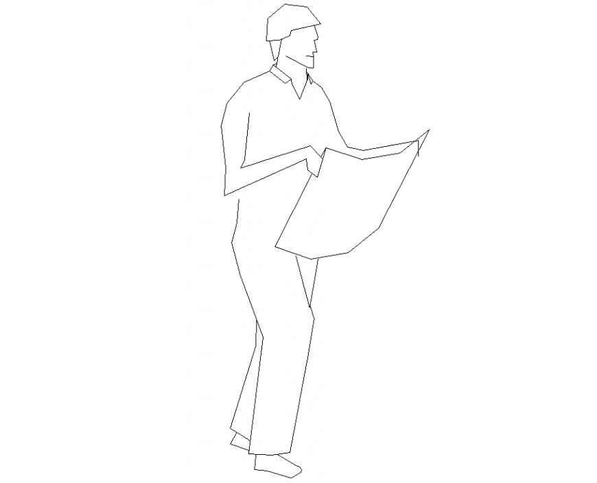 Man holding a thing with detailing dwg file.