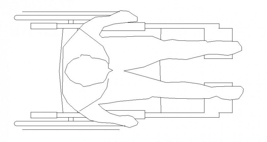 Man on wheel chair top view elevation block drawing details dwg file