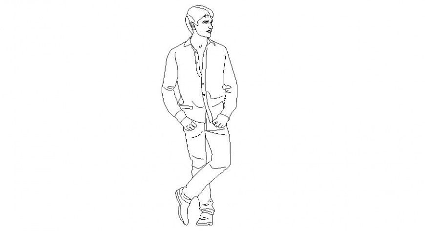 Man standing posing vector persons cad block details dwg file