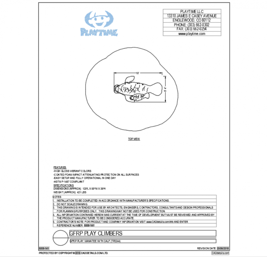 Mana tee fish with calp top view cad block design dwg file