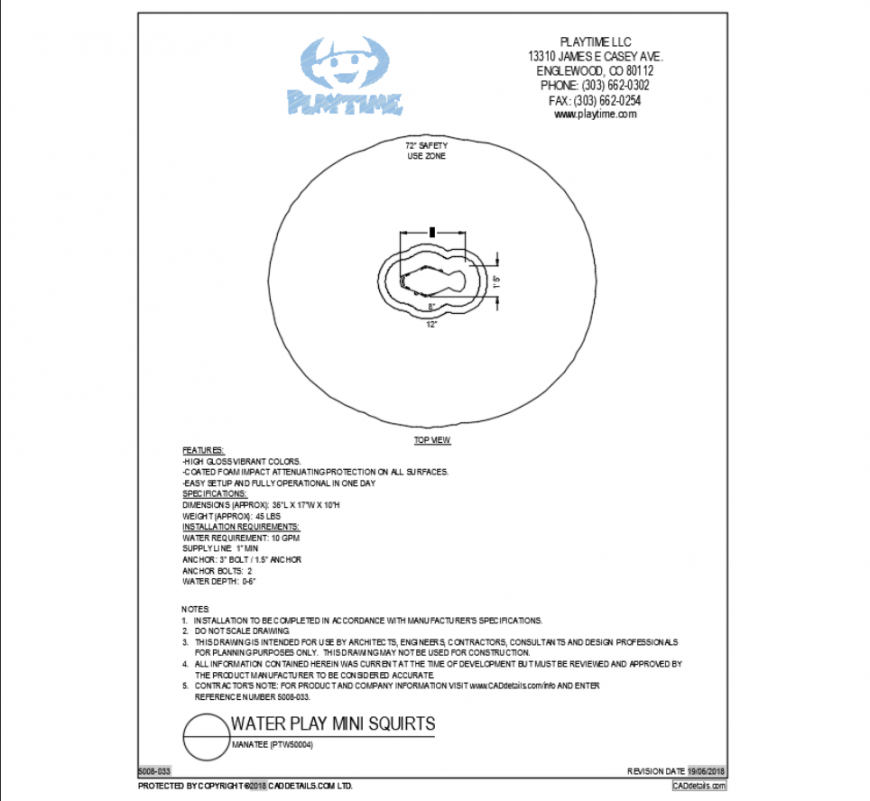 Mana tee water animal floatable cad block design dwg file