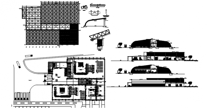 Mango pallet processor plan and elevation in auto cad file