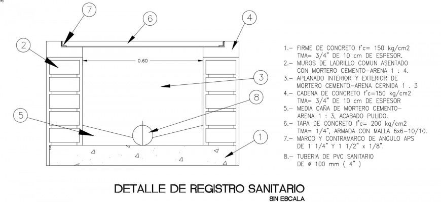 Manhole construction 2d view CAD sanitary sewer drawings dwg file