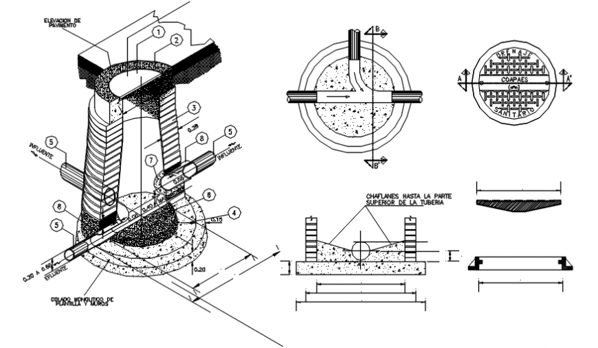 Manhole Constructive Section And Structure Drawing Details Dwg File