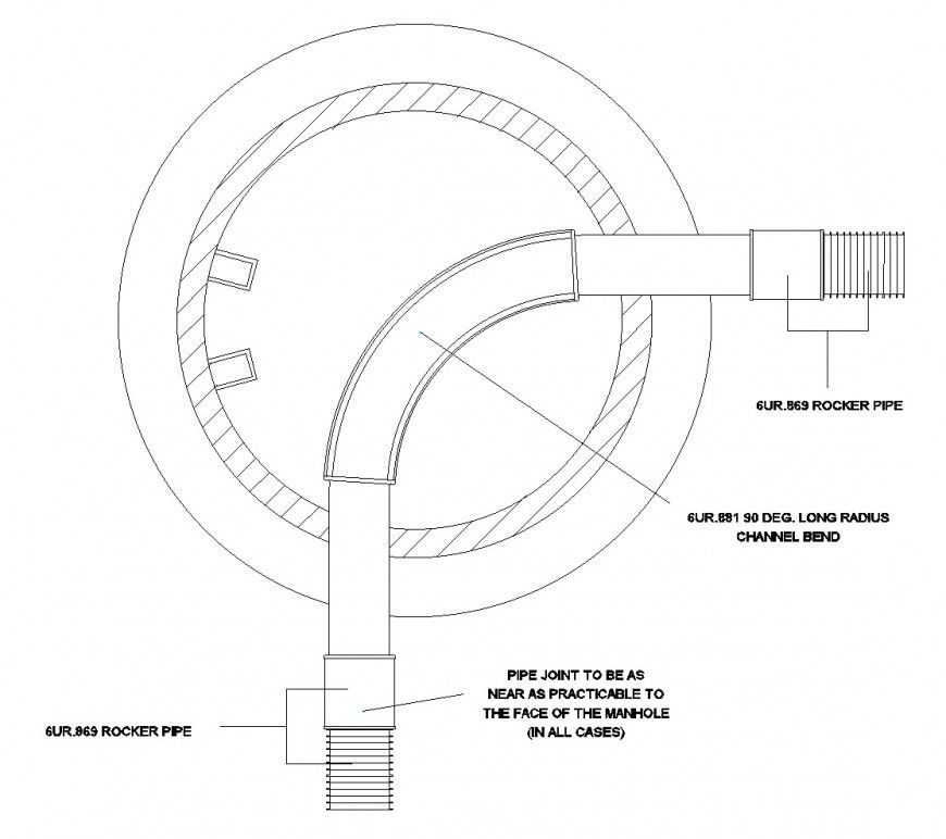 Manhole with 90 degree channel bend autocad file