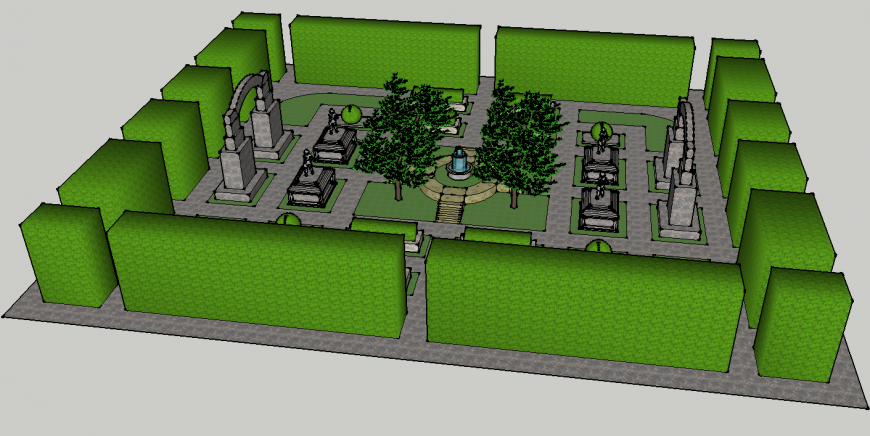 Mansion a park drawing in skp file.