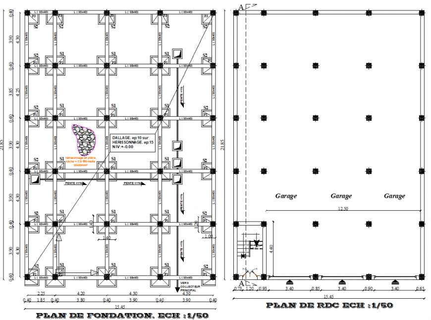 Mansion foundation and column plan autocad file