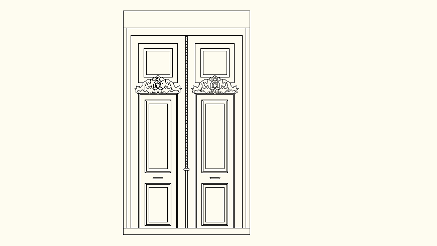 Mansion front door detail plan and elevation autocad file
