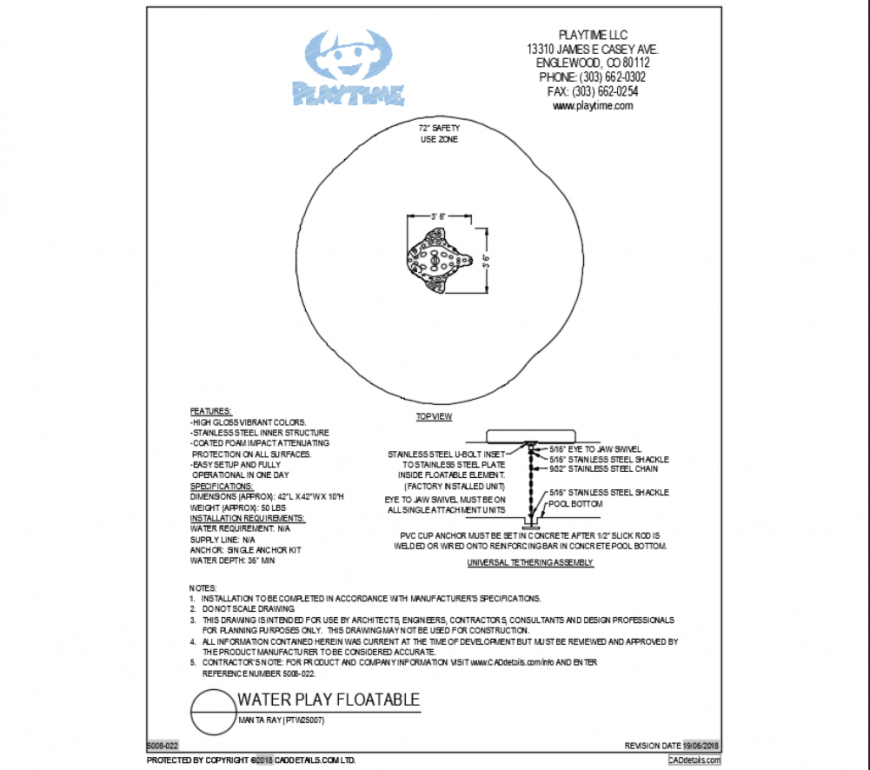 Manta ray water animal flotable equipment cad block design dwg file