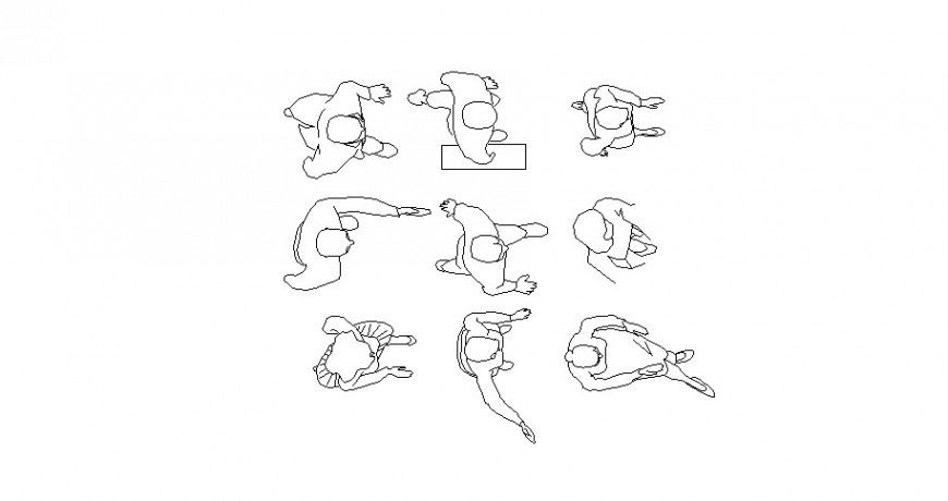Many people top view elevation block drawing details dwg file